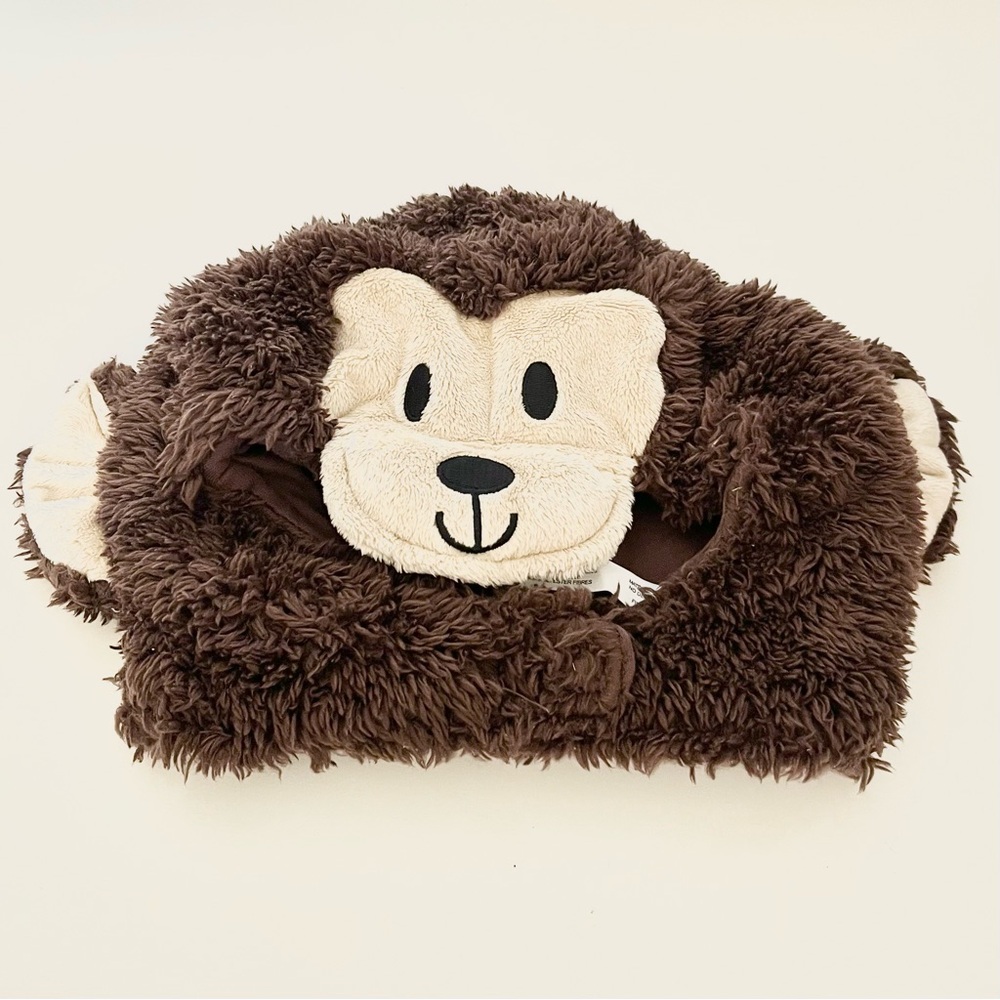 Plush Monkey Hat Brown Cream Toddler 12-18M